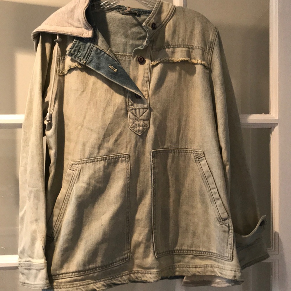 Free people quarter button Jean sweatshirt jacket